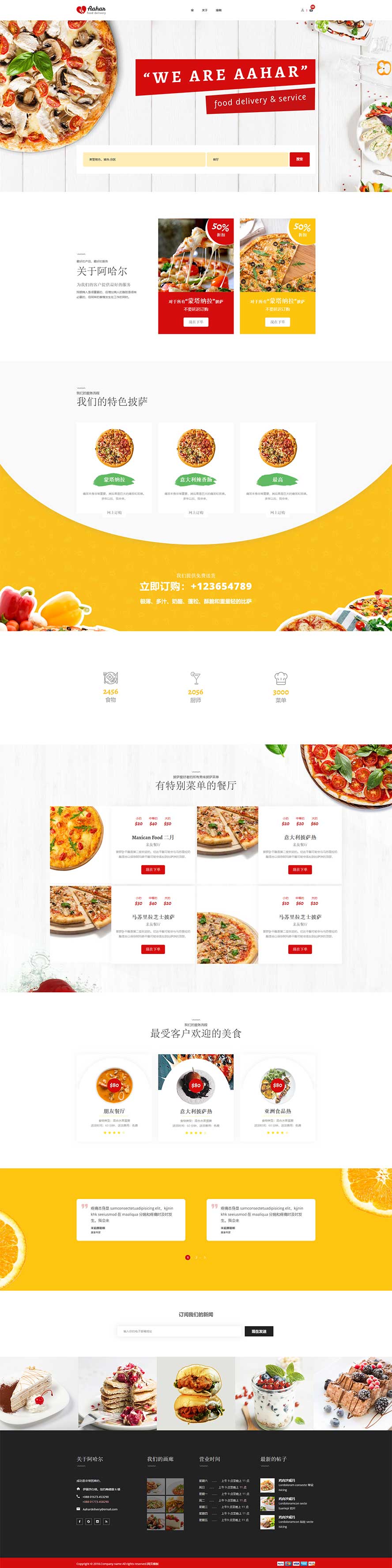 餐厅网站模板,美食html5模板