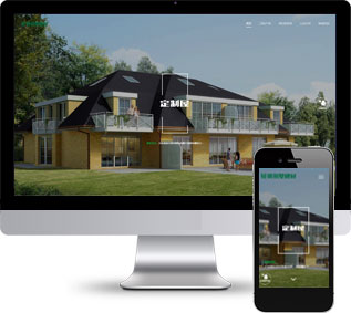 响应式绿色防腐木材别墅建材类公司网站源码
