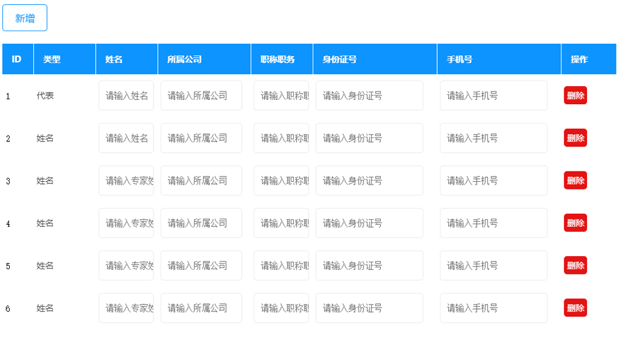 新增表格,删除表格