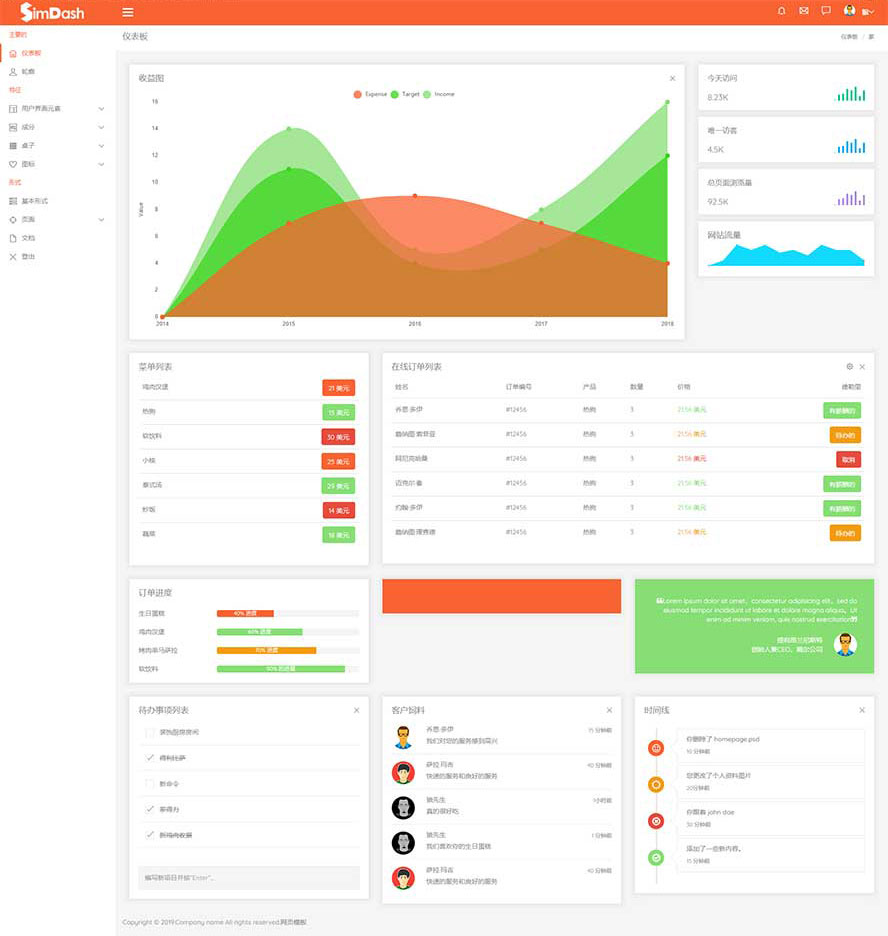 后台静态模板,Bootstrap,订单网页模板,收益网页模板,后台网页模板