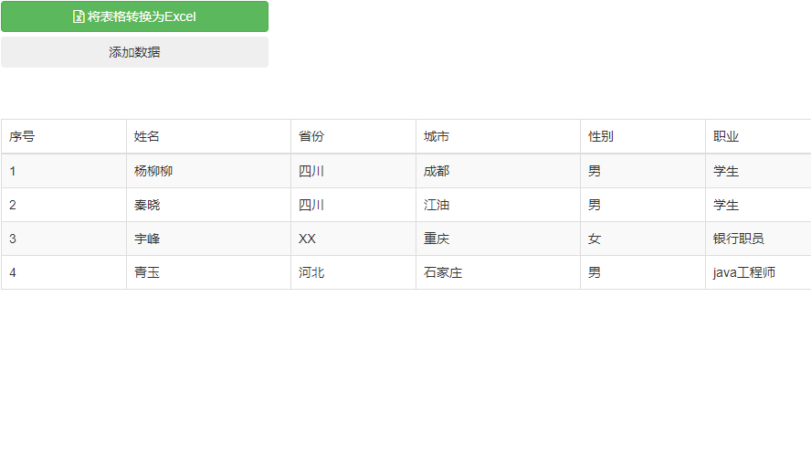 JQ开发能添加数据能导出EXCEL表格特效插件