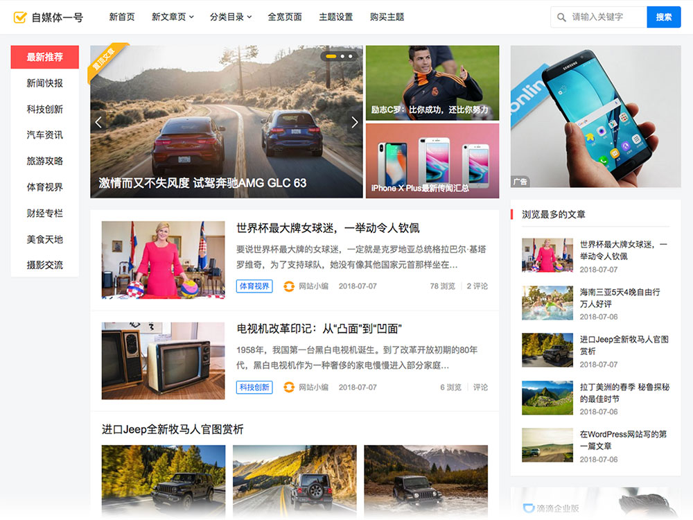 WP博客主题,WordPress模板